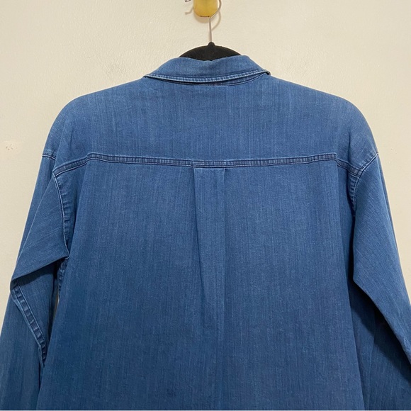 Vince Blue Chambray Denim Long Sleeve Button Down Shirt - Picture 8 of 10